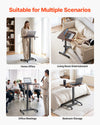 VEVOR Standing Desk, Adjustable Height Mobile Stand Up Desk with 4 Casters, 25.6 x 19 in Small Computer Sit Stand Rolling Workstation with Hook, 33 lbs Desktop Capacity, Ideal for Home Office, Brown
