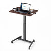 VEVOR Standing Desk, Adjustable Height Mobile Stand Up Desk with 4 Casters, 25.6 x 19 in Small Computer Sit Stand Rolling Workstation with Hook, 33 lbs Desktop Capacity, Ideal for Home Office, Brown