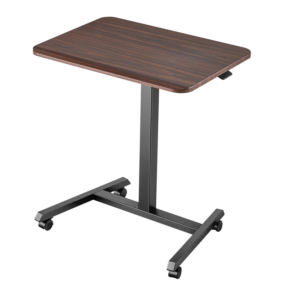 VEVOR Standing Desk, Adjustable Height Mobile Stand Up Desk with 4 Casters, 25.6 x 19 in Small Computer Sit Stand Rolling Workstation with Hook, 33 lbs Desktop Capacity, Ideal for Home Office, Brown