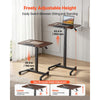 VEVOR Standing Desk, Adjustable Height Mobile Stand Up Desk with Tilting Desktop, 25.6 x 19 in Small Computer Sit Stand Rolling Workstation with 4 Casters, 33 lbs Capacity, Ideal for Home Office
