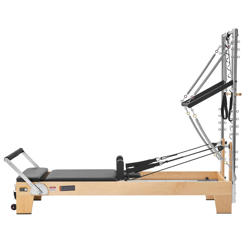 VEVOR Pilates Reformer with Tower 94" Pilates Machine 400 lbs Maple Wood, for Home Use and Gym Workout, with Jump Board, Music Wire Springs, and Sitting Box, Suitable for Advanced and Beginners Users