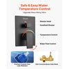 VEVOR Shower Faucet Set, Rainfall Bathroom Shower System with 12-Inch Square Rain Shower Head and Handheld Spray, Wall Mounted Bath Fixtures with Brass Valve and Trim Kit, Matte Black