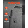 VEVOR Shower Faucet Set, Rainfall Bathroom Shower System with 12-Inch Square Rain Shower Head and Handheld Spray, Wall Mounted Bath Fixtures with Brass Valve and Trim Kit, Matte Black