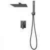 VEVOR Shower Faucet Set, Rainfall Bathroom Shower System with 12-Inch Square Rain Shower Head and Handheld Spray, Wall Mounted Bath Fixtures with Brass Valve and Trim Kit, Matte Black