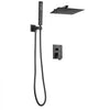 VEVOR Shower Faucet Set, Rainfall Bathroom Shower System with 12-Inch Square Rain Shower Head and Handheld Spray, Wall Mounted Bath Fixtures with Brass Valve and Trim Kit, Matte Black