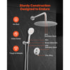 VEVOR Shower Faucet Set, Rainfall Bathroom Shower System with 10-Inch Round Rain Shower Head and Handheld Spray, Wall Mounted Bath Fixtures with Brass Valve and Trim Kit, Brushed Nickel
