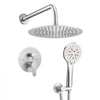 VEVOR Shower Faucet Set, Rainfall Bathroom Shower System with 10-Inch Round Rain Shower Head and Handheld Spray, Wall Mounted Bath Fixtures with Brass Valve and Trim Kit, Brushed Nickel