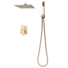 VEVOR Shower Faucet Set, Rainfall Bathroom Shower System with 12-Inch Square Rain Shower Head and Handheld Spray, Wall Mounted Bath Fixtures with Brass Valve and Trim Kit, Brushed Gold