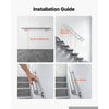 VEVOR Wall-Mounted Stair Handrail, 3.3 ft 250 lbs Load Metal Railing Silver, for Indoor Steps, Loft, Porch & Hallways, Heavy-Duty Industrial Stainless Steel Hand Rail, Round Tube, Mounting Hardware