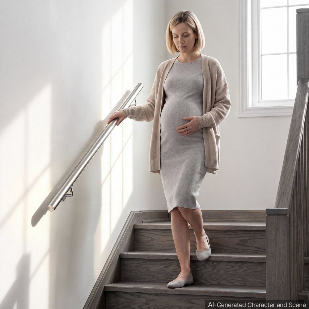 VEVOR Wall-Mounted Stair Handrail, 3.9 ft 250 lbs Load Metal Railing Silver, for Indoor Steps, Loft, Porch & Hallways, Heavy-Duty Industrial Stainless Steel Hand Rail, Round Tube, Mounting Hardware