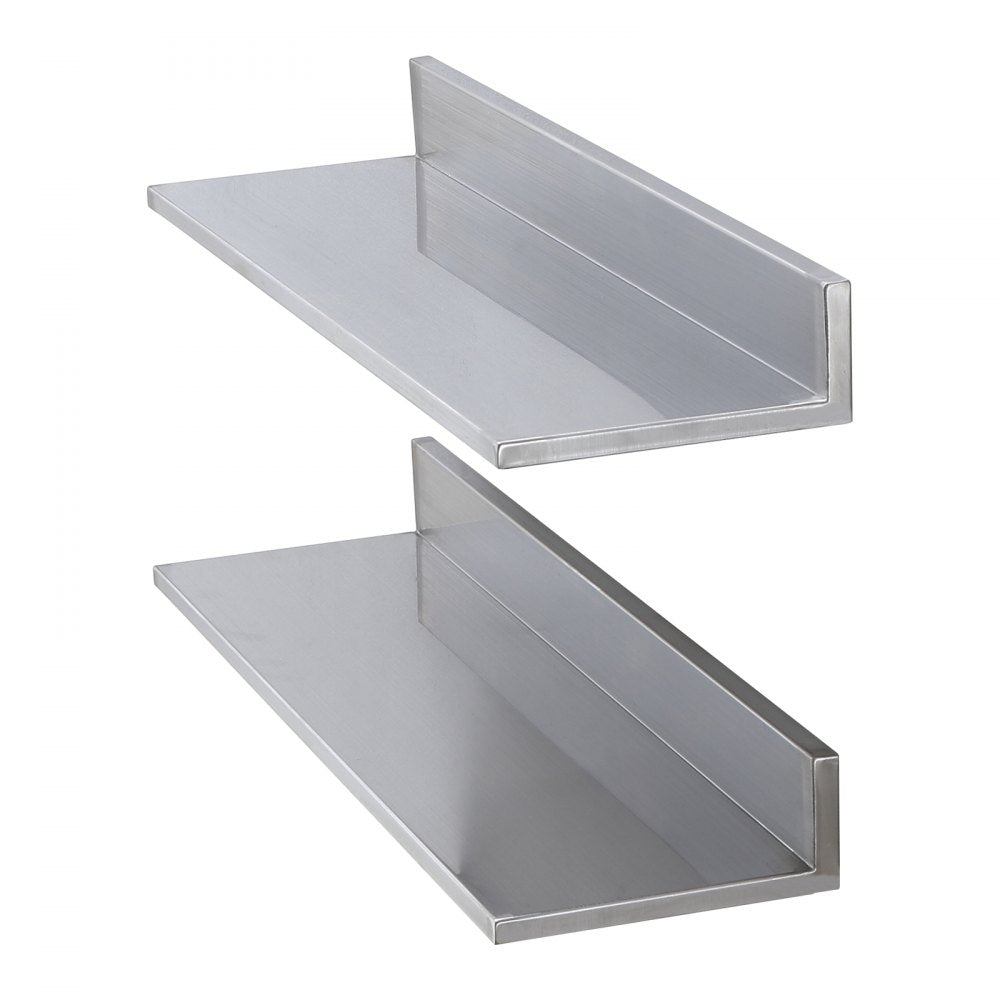 VEVOR 8.6" x 30" -2 Pack Stainless Steel Shelf, Wall Mounted Floating Shelving with Backsplash, 44 lbs Load Capacity Commercial Shelves, Heavy Duty Storage Rack for Restaurant, Kitchen, Bar, Home, and Hotel