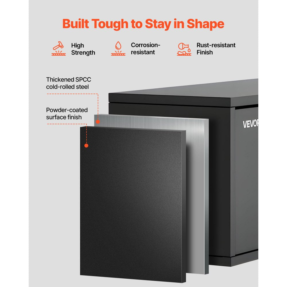 VEVOR Metal Wall Cabinet, 27.56W x 12.01D x 14.02H Inch, Floating Garage Tool Cabinet with Up-Flip Door, 120 lbs Load per Shelf, Fit for Garage, Basement, Kitchen, Warehouse, Assembly Required