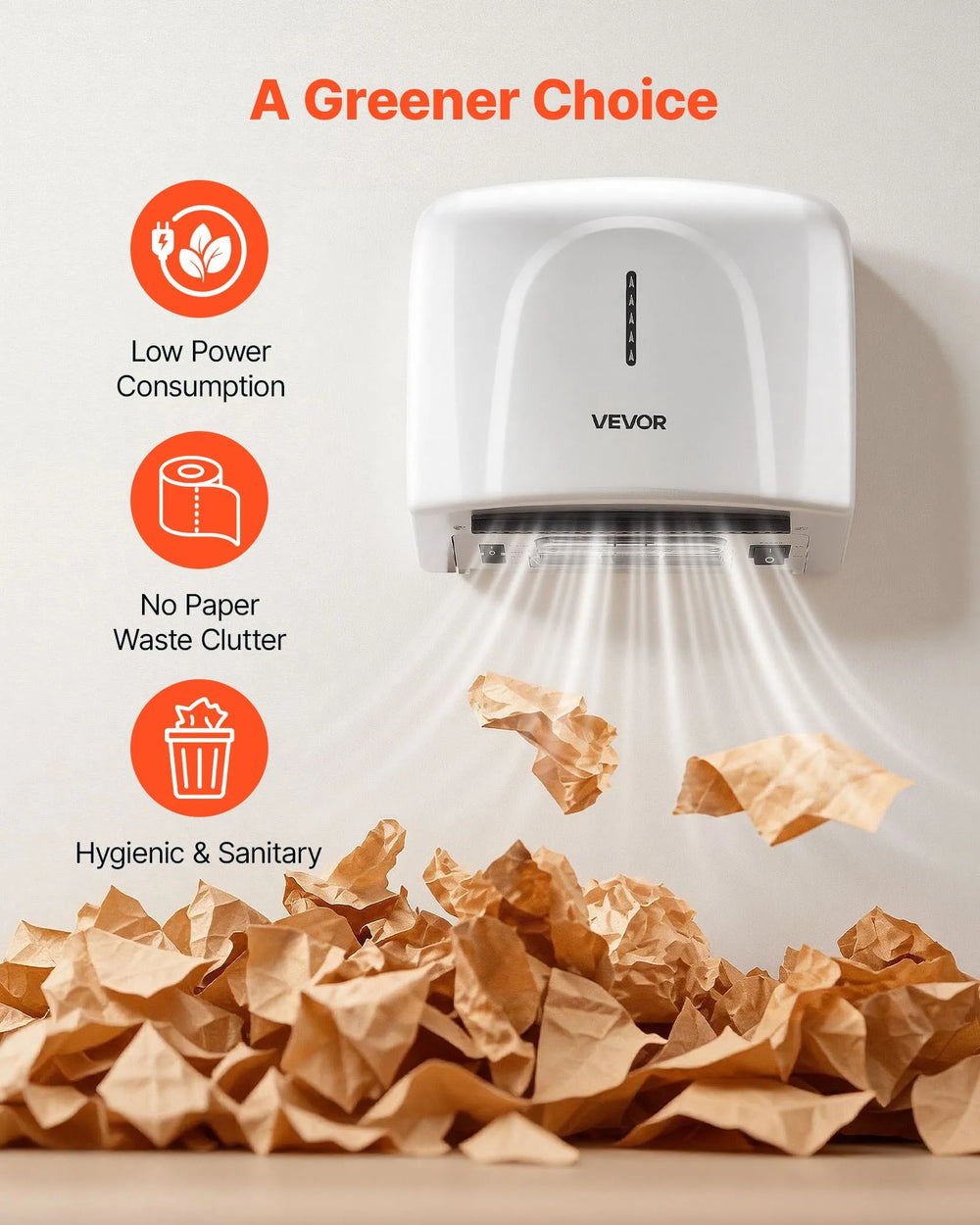 VEVOR Hand Dryer, 2 Pack 1300W Bathroom Air Hand Dryer, Automatic High Speed with HEPA Filter, Fast Drying, ABS Construction, AC110-120V Commercial Wall Mounted for Home Bathroom, Guest Room,Homestay