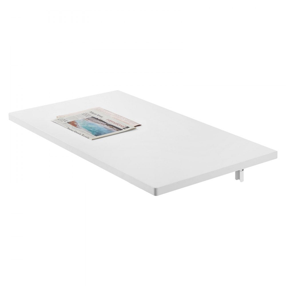 VEVOR Wall Mounted Folding Table, 35.4 x 19.7 inches Wall Mount Table, Floating Desk with Iron Bracket, Fold Down Desk for Small Spaces, Home Office, Dining, Laundry Room, Kitchen, Bar, White