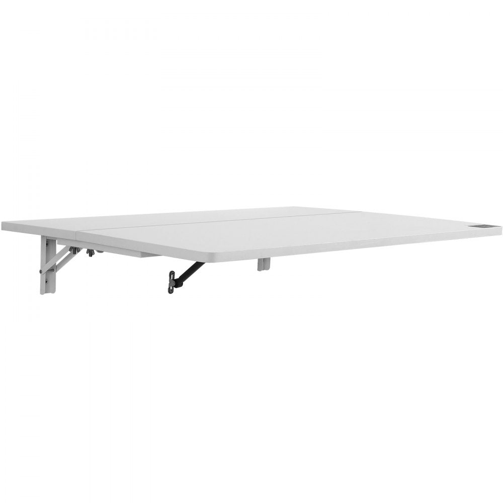 VEVOR Wall Mounted Folding Table, 31.5" x 19.69" Wall Mount Drop Leaf Table, Floating Desk with Iron Bracket, Fold Down Desk for Small Spaces, Home Office, Dining, Laundry Room, Kitchen, Bar, White