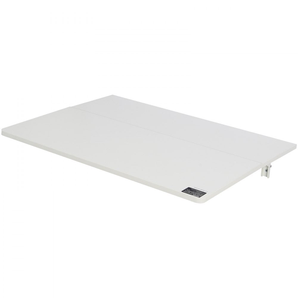 VEVOR Wall Mounted Folding Table, 31.5" x 19.69" Wall Mount Drop Leaf Table, Floating Desk with Iron Bracket, Fold Down Desk for Small Spaces, Home Office, Dining, Laundry Room, Kitchen, Bar, White