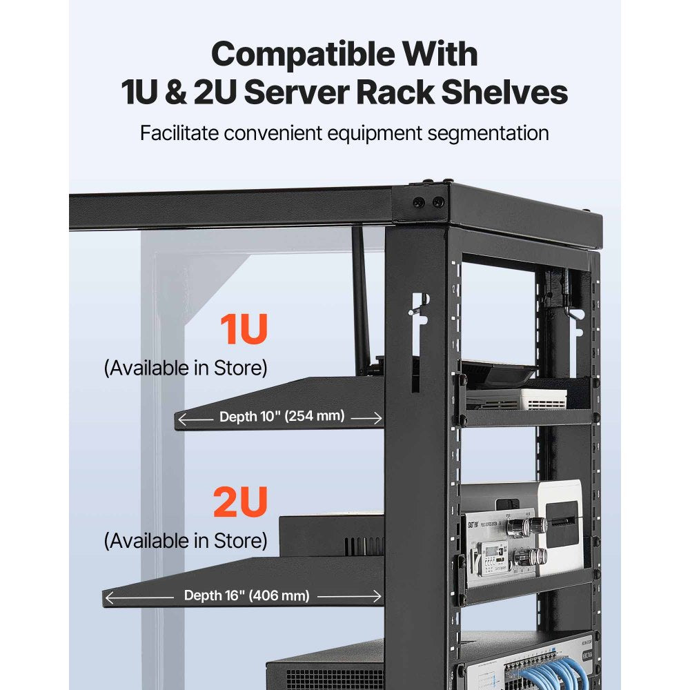 VEVOR 12U Wall Mount Server Rack, 150 lbs Max Load Capacity, Open Frame Network Rack with 180 Degrees Gate Swing, Carbon Steel, for 19-Inch IT Network Equipment & AV Devices Computer Server, Black