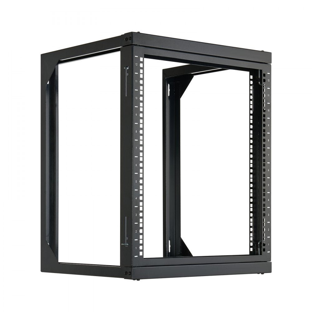 VEVOR 12U Wall Mount Server Rack, 150 lbs Max Load Capacity, Open Frame Network Rack with 180 Degrees Gate Swing, Carbon Steel, for 19-Inch IT Network Equipment & AV Devices Computer Server, Black