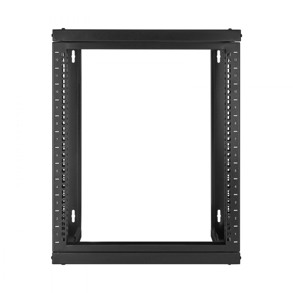 VEVOR 12U Wall Mount Server Rack, 150 lbs Max Load Capacity, Open Frame Network Rack with 180 Degrees Gate Swing, Carbon Steel, for 19-Inch IT Network Equipment & AV Devices Computer Server, Black