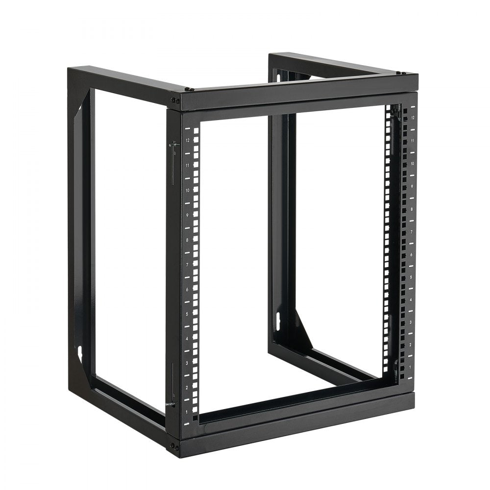 VEVOR 12U Wall Mount Server Rack, 150 lbs Max Load Capacity, Open Frame Network Rack with 180 Degrees Gate Swing, Carbon Steel, for 19-Inch IT Network Equipment & AV Devices Computer Server, Black