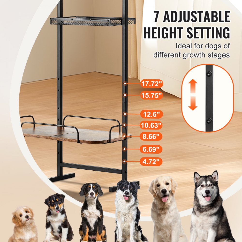 VEVOR Pet Feeding Station with Storage, Elevated Dog Bowls, Raised Dog Bowl Stand, Dog Food Storage and Feeder Station with Storage Shelves, Pet Toy Storage Organizer, for Large Medium Small Dogs