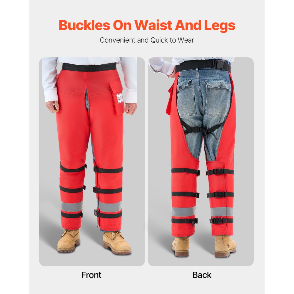 VEVOR Chainsaw Chaps Wrap, Class D, 8 Layers Wrap Style Chainsaw Pants with Adjustable Belt & Gear Pocket, Chain Saw Chaps for Men/Women, Chainsaw Safety Equipment for Loggers Forest Workers, Large