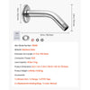 VEVOR Shower Arm with Flange, 6 Inches, Wall Mounted Stainless Steel Shower Head Arm Extender, Chrome Finish, PTFE Tape, G1/2 Universal Thread Connector Compatible, for Fixed & Handheld Showerhead
