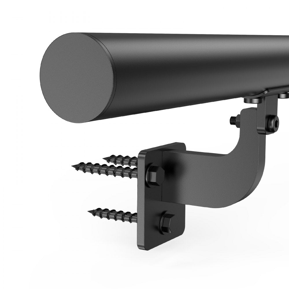 VEVOR Wall Mounted Stair Handrail, 10ft Pipe Staircase Handrail, Black Galvanized Aluminum, 1.26 inch Pipe Diameter, Indoor&Outdoor Staircase Railing,Industrial Hand Rail for Steps,Security Baluster