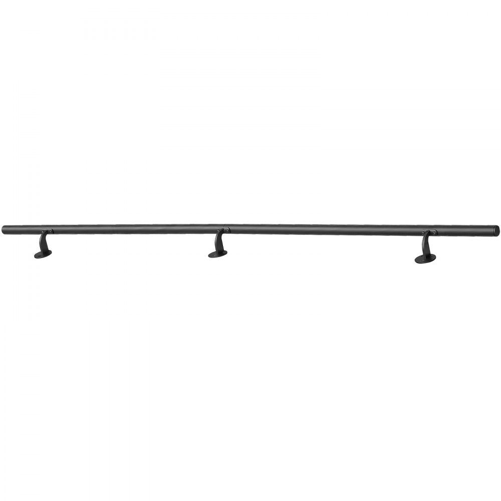VEVOR Wall-Mounted Stair Handrail, 5 ft 250 lbs Load Black Metal Railing, for Indoor Steps, Loft, Porch & Hallways, Heavy-Duty Industrial Aluminum Alloy Hand Rail, Round Tube, with Mounting Hardware