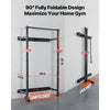 VEVOR Folding Power Cage, Wall-Mounted Power Rack Squat Rack, Multifunctional Strength Training Workout Equipment with Landmine Holder, Adjustable J-Hooks & Pull-Up Bar for Home Gym, 1000LBS Capacity