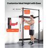 VEVOR Folding Power Cage, Wall-Mounted Power Rack Squat Rack, Multifunctional Strength Training Workout Equipment with Landmine Holder, Adjustable J-Hooks & Pull-Up Bar for Home Gym, 1000LBS Capacity