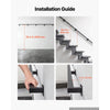 VEVOR Wall-Mounted Stair Handrail, 12 ft 440 lbs Load Black Metal Railing, for Indoor Steps, Loft, Porch & Hallways, Heavy-Duty Industrial Carbon Steel Hand Rail, Square Tube, with Mounting Hardware