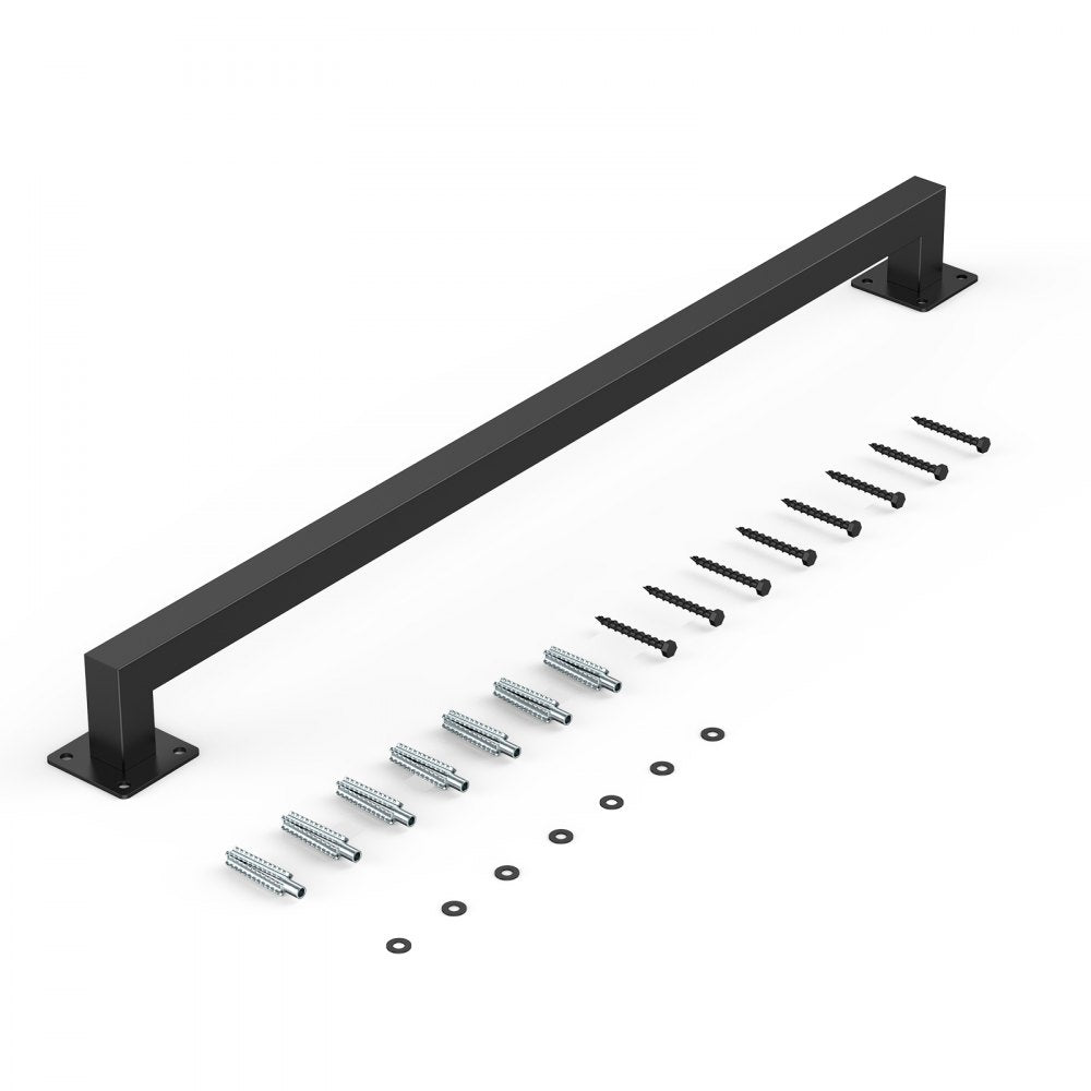 VEVOR Wall Mounted Stair Handrail, 3ft Black Iron Staircase Handrail Indoor, 250lbs Load Capacity, Industrial Railing Hand Rail for Steps, Square Tube for Loft Porch Deck, 2 Sections