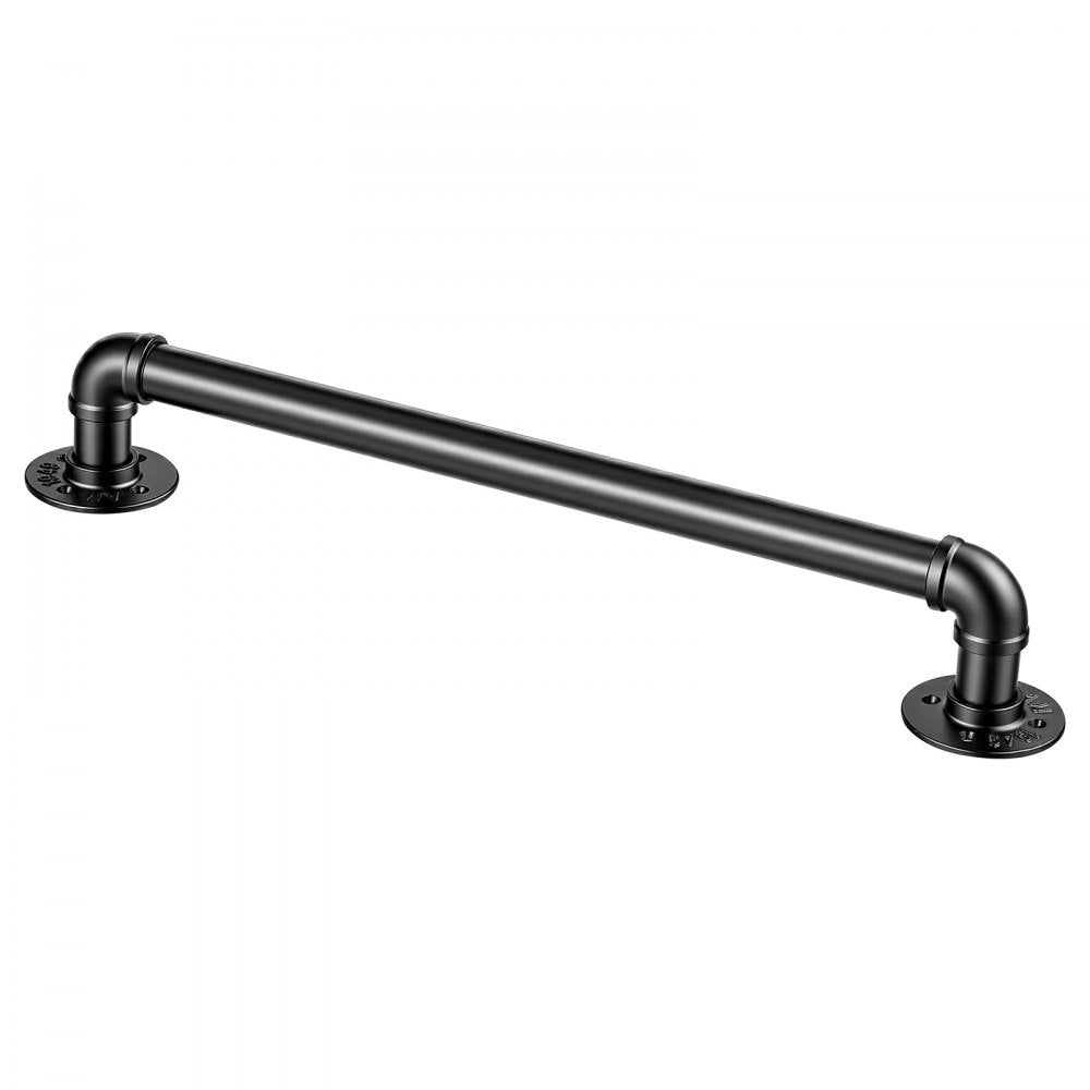 VEVOR Wall-Mounted Stair Handrail, 2 ft 440 lbs Load Black Metal Railing, for Indoor Steps, Loft, Porch & Hallways, Heavy-Duty Industrial Carbon Steel Hand Rail, Round Tube, with Mounting Hardware
