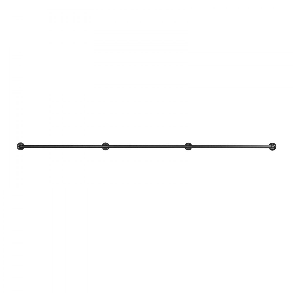 VEVOR Wall-Mounted Stair Handrail, 11 ft 440 lbs Load Black Metal Railing, for Indoor Steps, Loft, Porch & Hallways, Heavy-Duty Industrial Carbon Steel Hand Rail, Round Tube, with Mounting Hardware