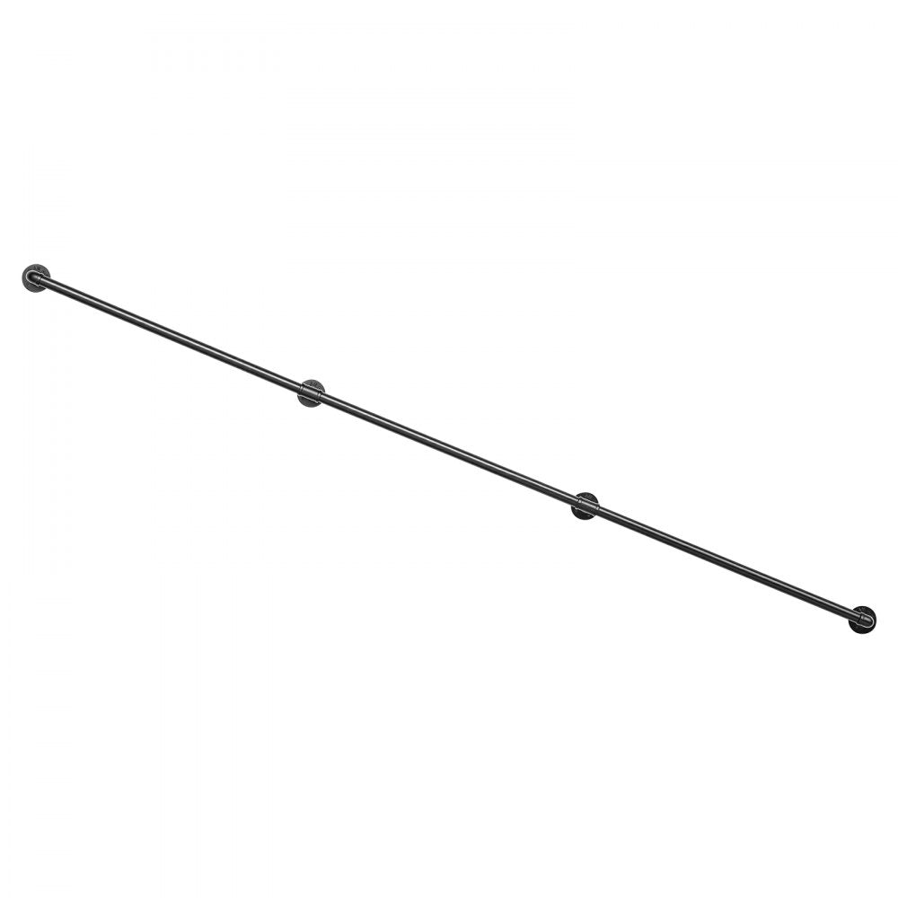 VEVOR Wall-Mounted Stair Handrail, 11 ft 440 lbs Load Black Metal Railing, for Indoor Steps, Loft, Porch & Hallways, Heavy-Duty Industrial Carbon Steel Hand Rail, Round Tube, with Mounting Hardware