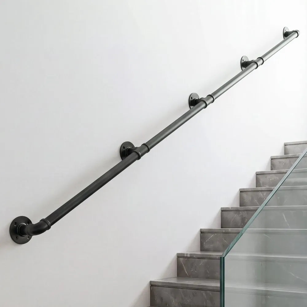 Vevor Stair Handrail Wall-Mounted 13' Black Metal Railing New