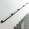 VEVOR Wall-Mounted Stair Handrail, 13 ft 440 lbs Load Black Metal Railing, for Indoor Steps, Loft, Porch & Hallways, Heavy-Duty Industrial Carbon Steel Hand Rail, Round Tube, with Mounting Hardware