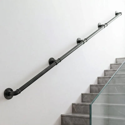 Vevor Stair Handrail Wall-Mounted 13' Black Metal Railing New