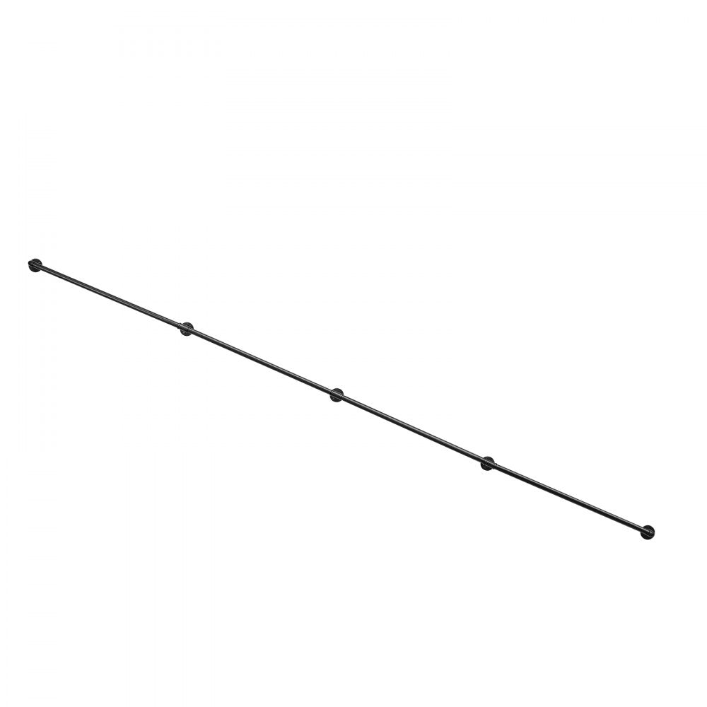 VEVOR Wall-Mounted Stair Handrail, 13 ft 440 lbs Load Black Metal Railing, for Indoor Steps, Loft, Porch & Hallways, Heavy-Duty Industrial Carbon Steel Hand Rail, Round Tube, with Mounting Hardware