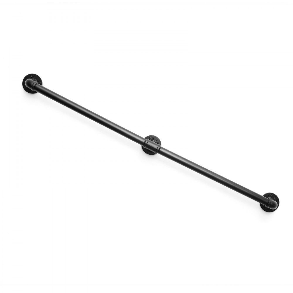 VEVOR Wall-Mounted Stair Handrail, 4 ft 440 lbs Load Black Metal Railing, for Indoor Steps, Loft, Porch & Hallways, Heavy-Duty Industrial Carbon Steel Hand Rail, Round Tube, with Mounting Hardware