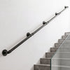 VEVOR Wall-Mounted Stair Handrail, 12 ft 440 lbs Load Black Metal Railing, for Indoor Steps, Loft, Porch & Hallways, Heavy-Duty Industrial Carbon Steel Hand Rail, Round Tube, with Mounting Hardware