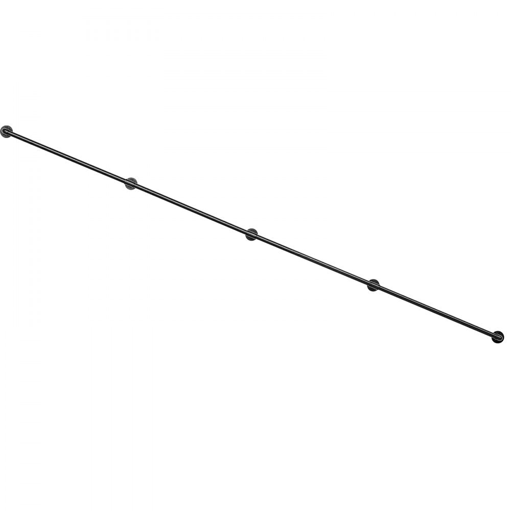 VEVOR Wall-Mounted Stair Handrail, 12 ft 440 lbs Load Black Metal Railing, for Indoor Steps, Loft, Porch & Hallways, Heavy-Duty Industrial Carbon Steel Hand Rail, Round Tube, with Mounting Hardware