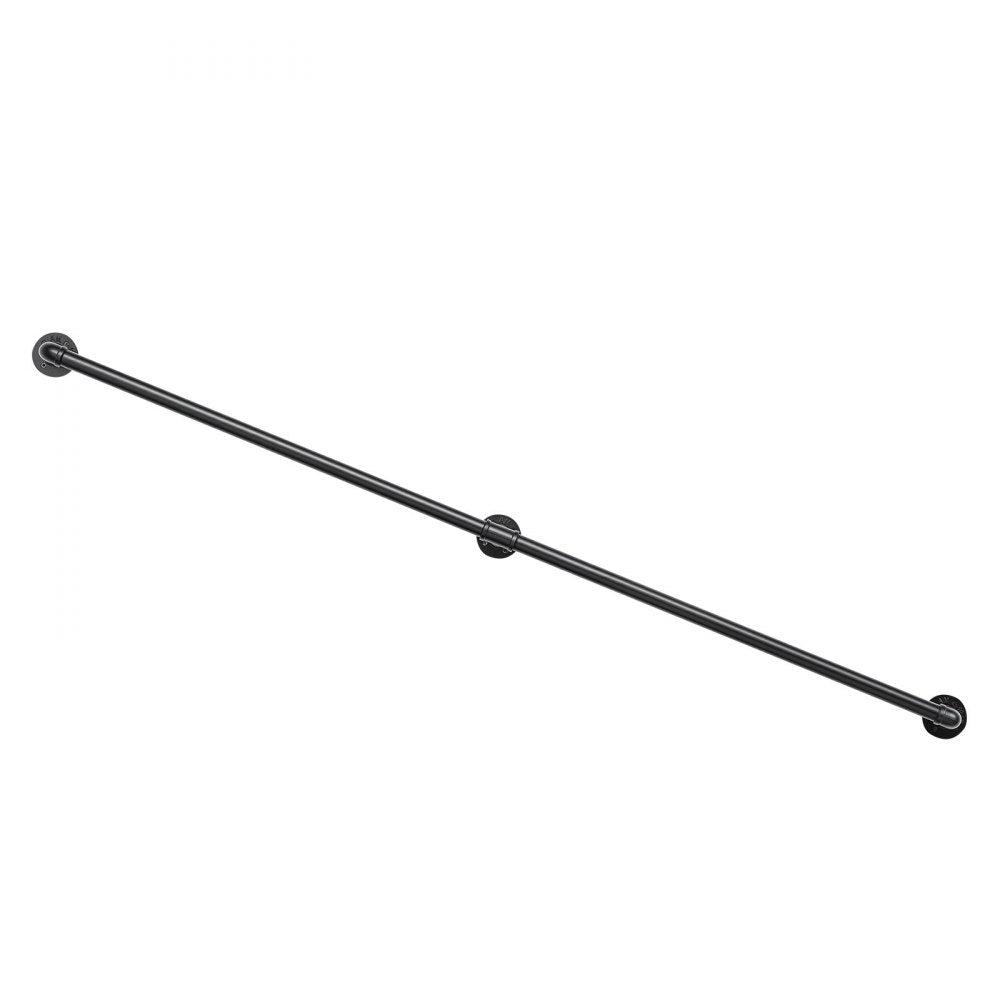 VEVOR Wall-Mounted Stair Handrail, 6 ft 440 lbs Load Black Metal Railing, for Indoor Steps, Loft, Porch & Hallways, Heavy-Duty Industrial Carbon Steel Hand Rail, Round Tube, with Mounting Hardware