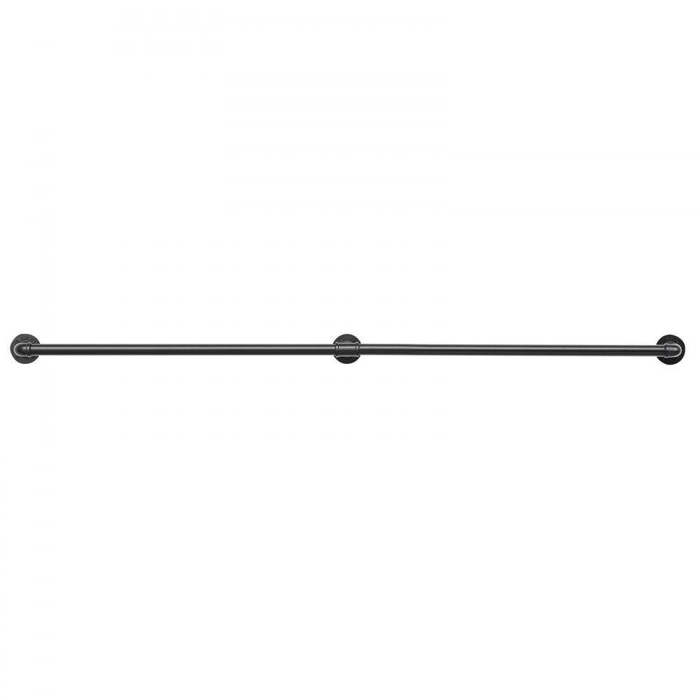 VEVOR Wall-Mounted Stair Handrail, 6 ft 440 lbs Load Black Metal Railing, for Indoor Steps, Loft, Porch & Hallways, Heavy-Duty Industrial Carbon Steel Hand Rail, Round Tube, with Mounting Hardware