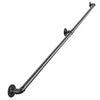 VEVOR Wall-Mounted Stair Handrail, 7 ft 440 lbs Load Black Metal Railing, for Indoor Steps, Loft, Porch & Hallways, Heavy-Duty Industrial Carbon Steel Hand Rail, Round Tube, with Mounting Hardware