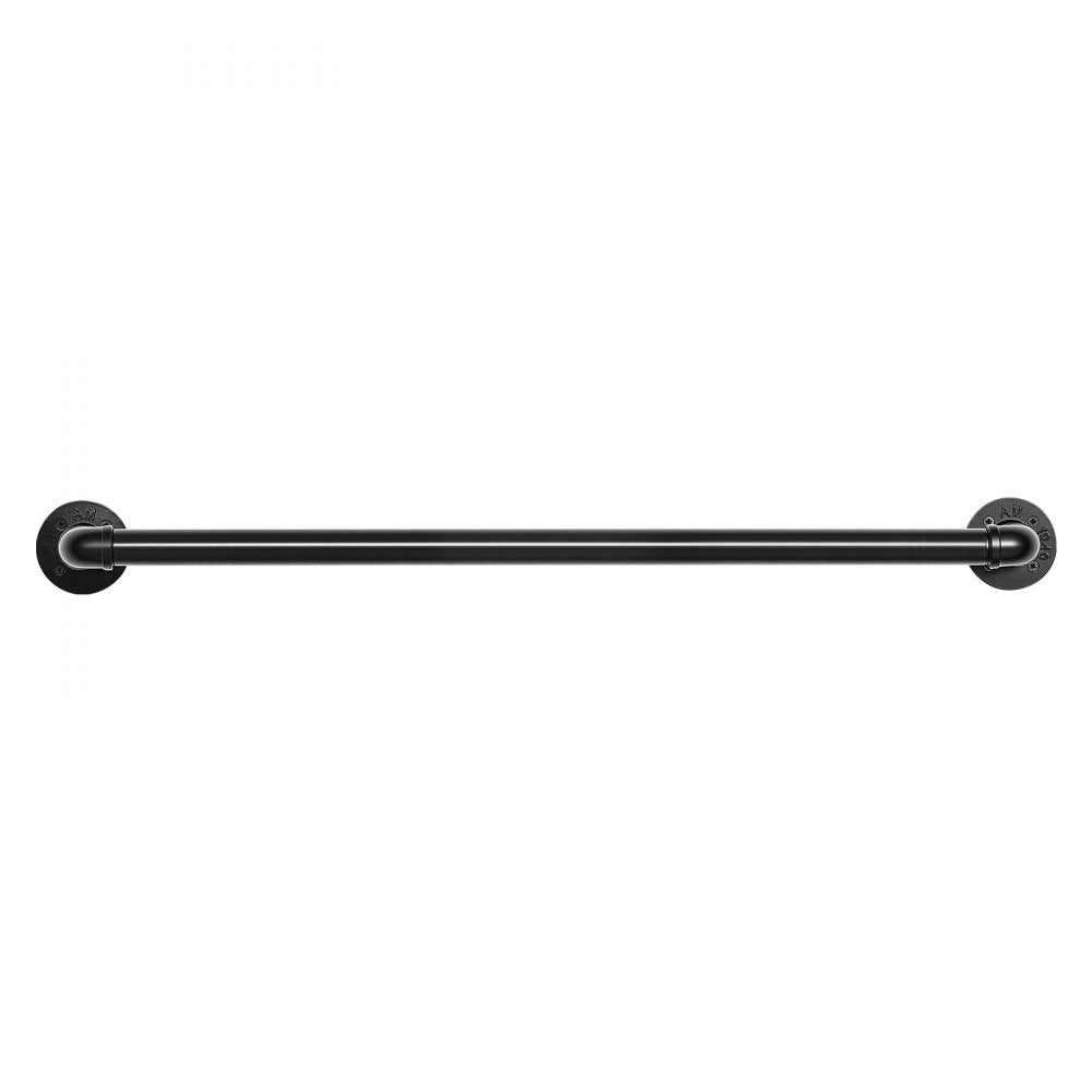 VEVOR Wall-Mounted Stair Handrail, 3 ft 440 lbs Load Black Metal Railing, for Indoor Steps, Loft, Porch & Hallways, Heavy-Duty Industrial Carbon Steel Hand Rail, Round Tube, with Mounting Hardware
