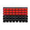 VEVOR Wall Mounted Storage Bins, 48-Bin Parts Rack Organizer Garage Plastic Shop Tool with Wall Panels, Tool Organizer for Nuts, Bolts, Screws, Nails, Beads, Buttons, Other Small Parts, Black and Red
