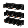 VEVOR Wall Mounted Storage Bins, 12 Plastic Bins & 3 Metal Rails, Plastic Hanging Stackable Storage Bin for Screws, Nuts, Bolts, Nails, Hardware Tool Organizer for Workshop, Craft Room, Garage, Black