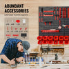 VEVOR Wall Mounted Storage Bins, 30-Bin Parts Rack Organizer Garage Plastic Shop Tool with Wall Panels/Tool Holders/Hooks, Tool Organizer for Nuts, Bolts, Screws, Nails, Beads, Buttons, Black and Red